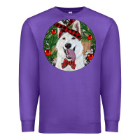 Purple Christmas White Shepherd With Cowhide Premium Sweatshirt - RanaPortraitStore