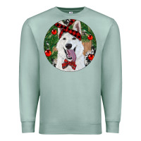 Seafoam Christmas White Shepherd With Cowhide Premium Sweatshirt - RanaPortraitStore