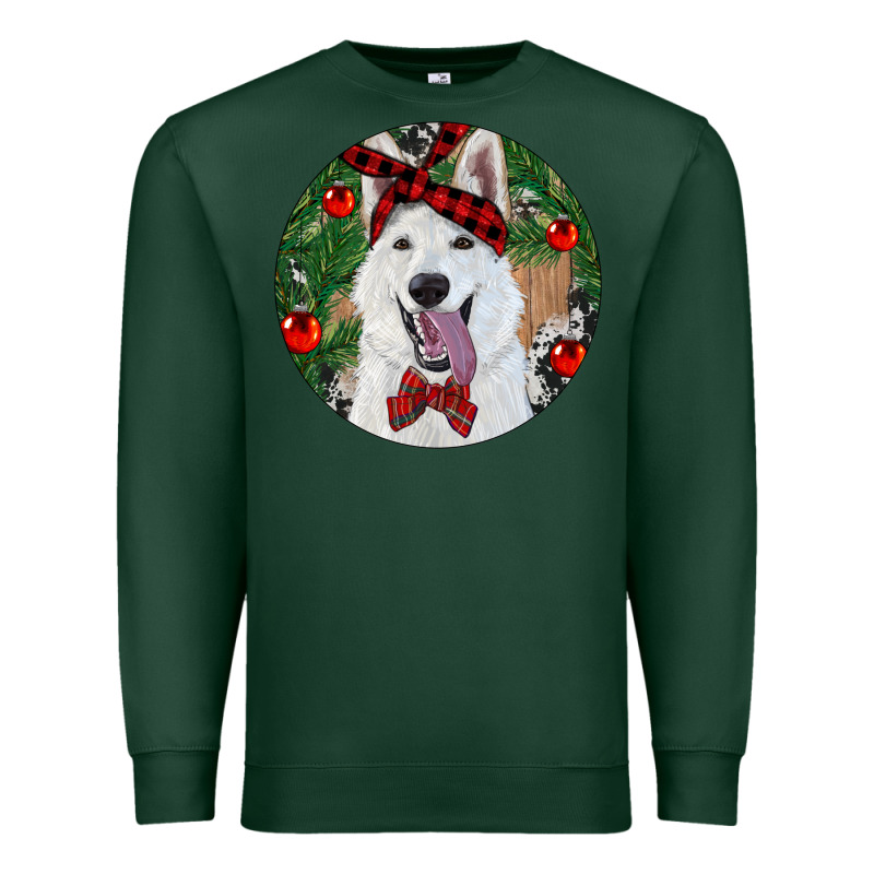 Christmas White Shepherd With Cowhide Premium Sweatshirt by RanaPortraitStore | Teevron