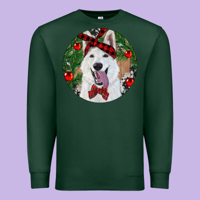 Premium Sweatshirt Christmas White Shepherd With Cowhide