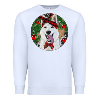 White Christmas White Shepherd With Cowhide Premium Sweatshirt - RanaPortraitStore