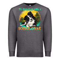 Charcoal Heather life is better with a border collie Premium Sweatshirt - texasbilliewilder