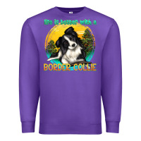 Purple life is better with a border collie Premium Sweatshirt - texasbilliewilder