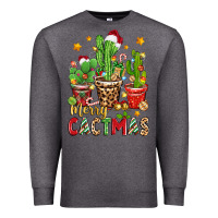 Charcoal Heather christmas cactus merry cactmas Premium Sweatshirt - Zillion Design Studio