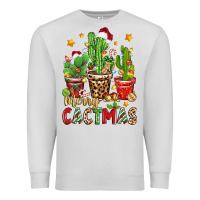 Dove Grey christmas cactus merry cactmas Premium Sweatshirt - Zillion Design Studio