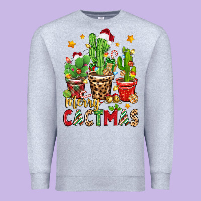 Christmas Cactus Merry Cactmas Premium Sweatshirt Designed By Zillion Design Studio