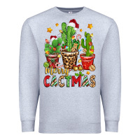 Heather Grey christmas cactus merry cactmas Premium Sweatshirt - Zillion Design Studio