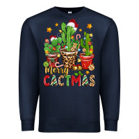 Navy christmas cactus merry cactmas Premium Sweatshirt - Zillion Design Studio