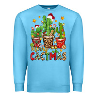 Ocean Blue christmas cactus merry cactmas Premium Sweatshirt - Zillion Design Studio