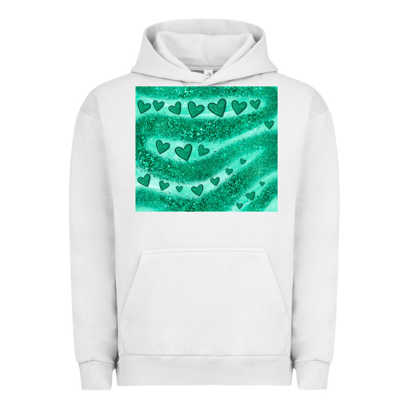 Green Glitter Heart Urban Hoodie by JahusDesignShop | Teevron