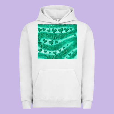 Green Glitter Heart Urban Hoodie Designed By Jahusdesignshop