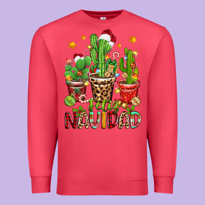 Christmas Cactus Feliz Navidad Premium Sweatshirt Designed By Zillion Design Studio