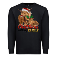 Black Cow and Calves Christmas with My Family Premium Sweatshirt - RanaPortraitStore