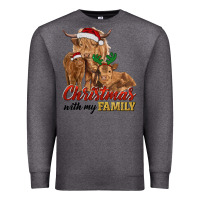 Charcoal Heather Cow and Calves Christmas with My Family Premium Sweatshirt - RanaPortraitStore