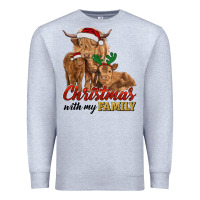 Heather Grey Cow and Calves Christmas with My Family Premium Sweatshirt - RanaPortraitStore