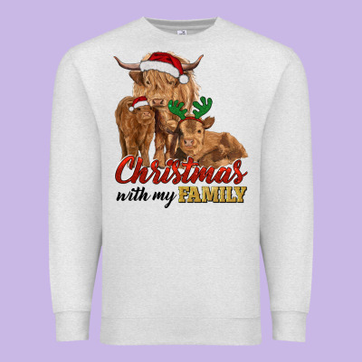 Premium Sweatshirt Cow and Calves Christmas with My Family