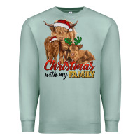 Seafoam Cow and Calves Christmas with My Family Premium Sweatshirt - RanaPortraitStore