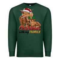 Sports Green Cow and Calves Christmas with My Family Premium Sweatshirt - RanaPortraitStore