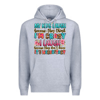 Heather Grey my kids laugh because they think i'm crazy Premium Hoodie - JahusDesignShop