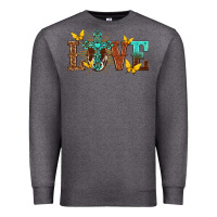 Charcoal Heather love with cross Premium Sweatshirt - texasbilliewilder