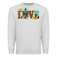 Dove Grey love with cross Premium Sweatshirt - texasbilliewilder