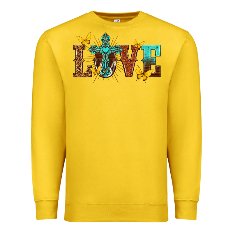 Love With Cross Premium Sweatshirt by texasbilliewilder | Teevron