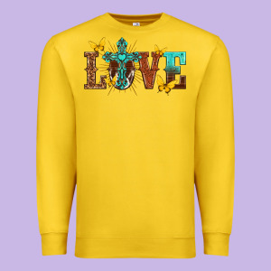 Love With Cross Premium Sweatshirt Designed By Texasbilliewilder