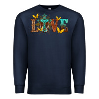 Navy love with cross Premium Sweatshirt - texasbilliewilder