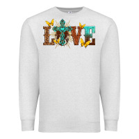 Oatmeal Heather love with cross Premium Sweatshirt - texasbilliewilder