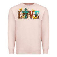 Pale Pink love with cross Premium Sweatshirt - texasbilliewilder