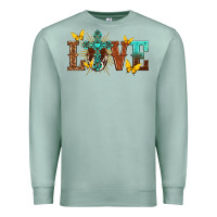Seafoam love with cross Premium Sweatshirt - texasbilliewilder