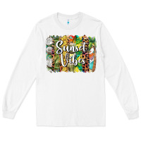 White sunset vibes brush stroke Long Sleeve Tee - BarkalooDesign