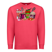 Cardinal lunch lady coffee cups Premium Sweatshirt - texasbilliewilder