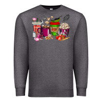 Charcoal Heather lunch lady coffee cups Premium Sweatshirt - texasbilliewilder
