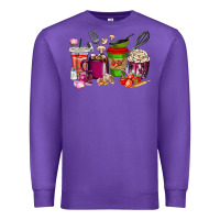 Purple lunch lady coffee cups Premium Sweatshirt - texasbilliewilder