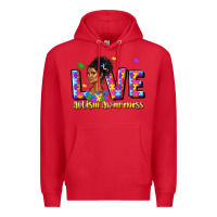 Red love autism awareness Premium Hoodie - JahusDesignShop