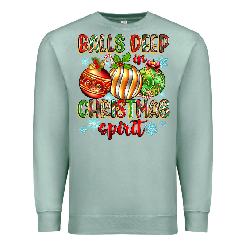 Balls Deep In Christmas Spirit Premium Sweatshirt by Zillion Design Studio | Teevron