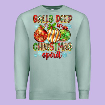 Balls Deep In Christmas Spirit Premium Sweatshirt Designed By Zillion Design Studio