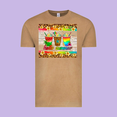 Hello Summer Ice Coffee Vintage Tee Designed By Artiststas