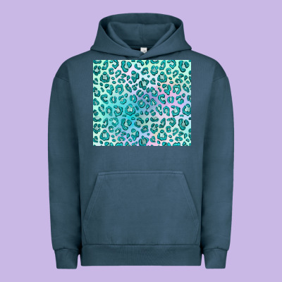 Turquoise Leopard Glitter Urban Hoodie Designed By Jahusdesignshop