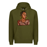 Army Green afro woman Premium Hoodie - AdoDesignShop