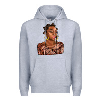 Heather Grey afro woman Premium Hoodie - AdoDesignShop