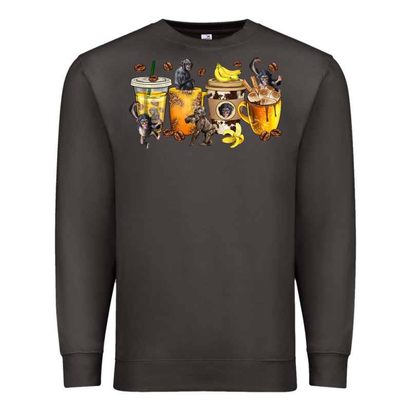 Monkey Coffee Cups Premium Sweatshirt by texasbilliewilder | Teevron