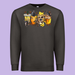 Monkey Coffee Cups Premium Sweatshirt Designed By Texasbilliewilder