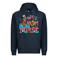Navy afro wife mom nurse Premium Hoodie - AdoDesignShop