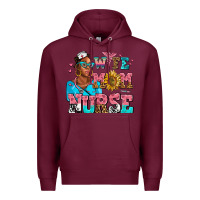 Burgundy afro wife mom nurse Premium Hoodie - AdoDesignShop