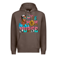 Coffee afro wife mom nurse Premium Hoodie - AdoDesignShop