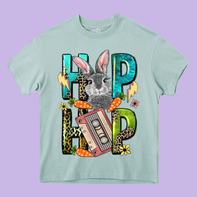 Western Hip Hop Bunny Easter Day Heavy Core Tee Designed By Lillyallendesigns