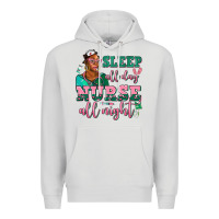 Dove Grey afro  nurse sleep all day nurse all night Premium Hoodie - AdoDesignShop