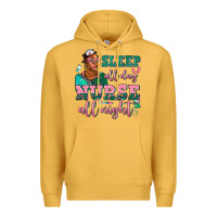 Mustard afro  nurse sleep all day nurse all night Premium Hoodie - AdoDesignShop